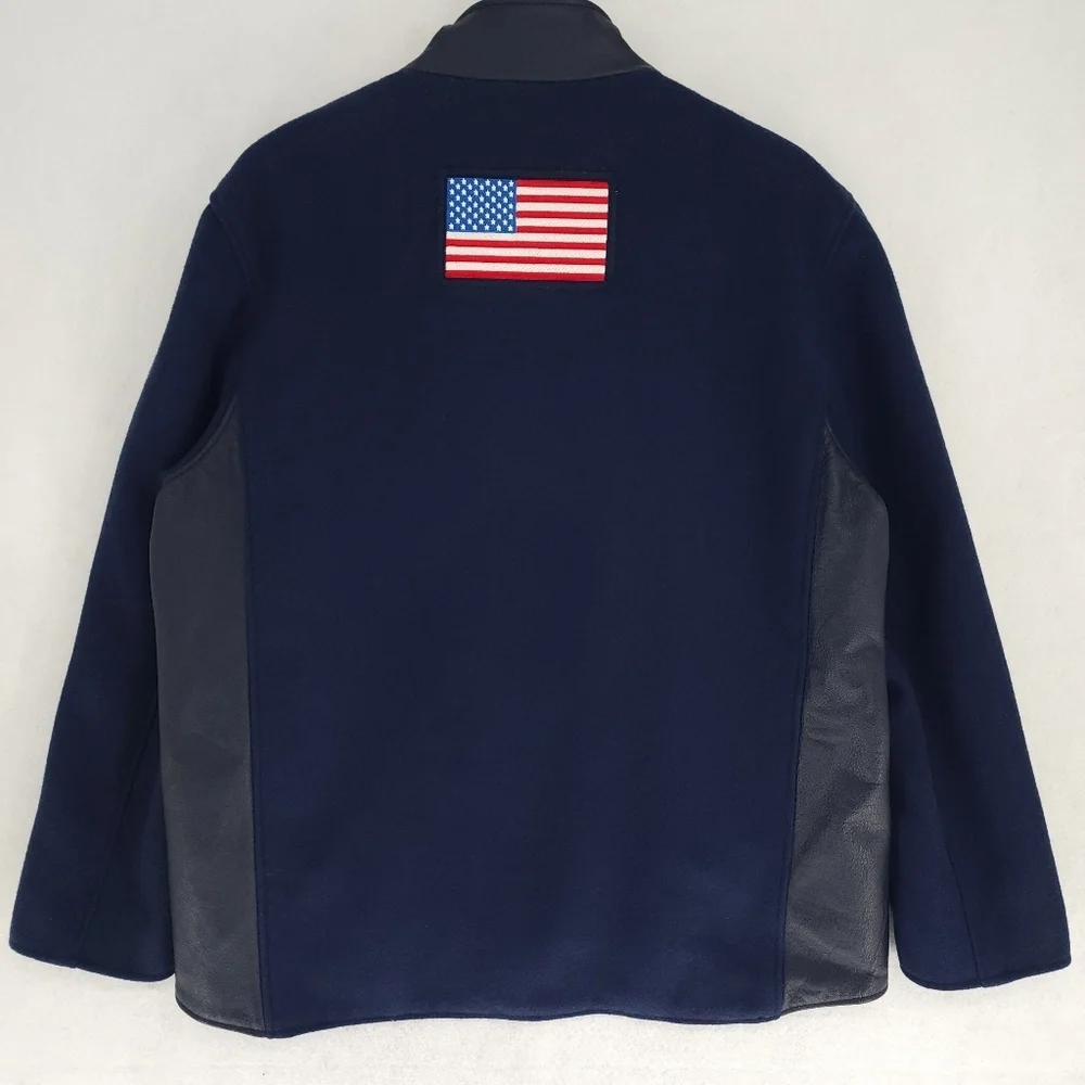 Vintage Roots Official 2002 U.S. Olympic Team Wool Leather Jacket